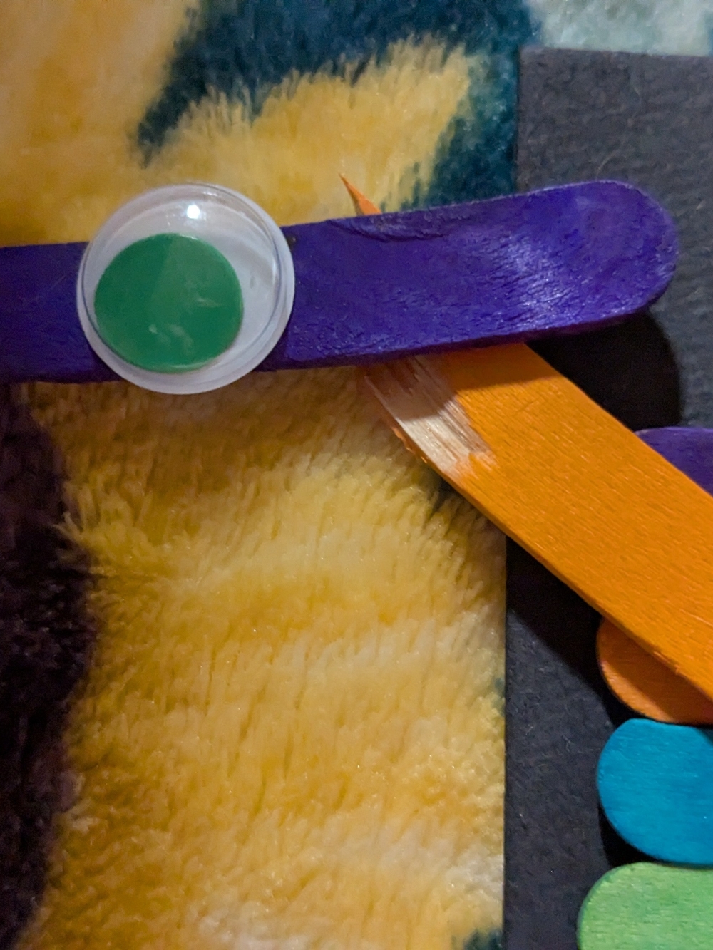 Colorful Kids Popsicle Stick Dinosaur - Purple, Orange & Big Green Eye